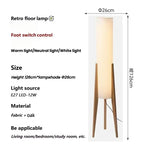 lampe sol moderne toile lin blanc bois foncé LED éclairage intérieur haut bas