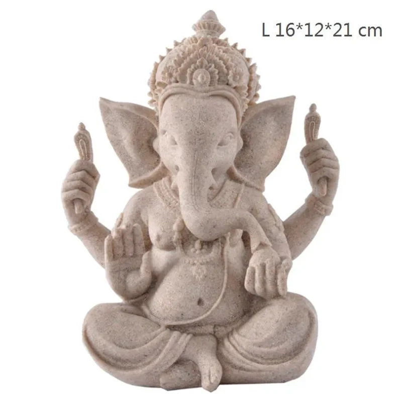 statue ganesh pierre beige texture granulée indien cendrier fixations traditionnel