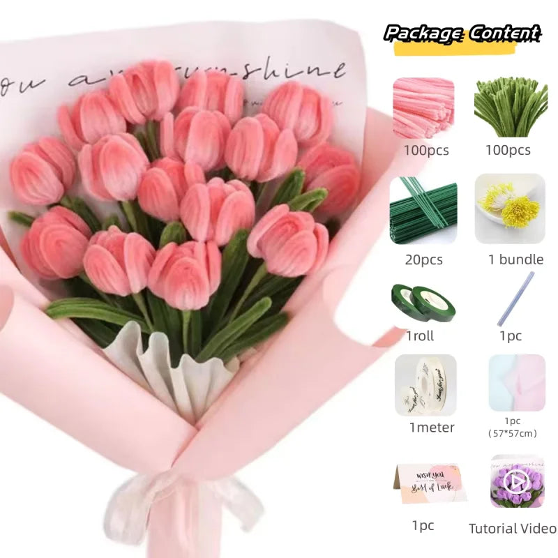 bouquet fleurs artificielles blanc orange moderne minimaliste ruban peluche matériaux artisannels