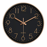 horloge murale cadre doré aiguilles noires numéros blancs moderne chambre coucher