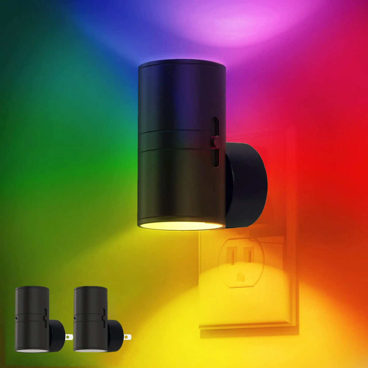 veilleuse led murale noire moderne flux lumineux faible prise murale certifiée ul rohs cem