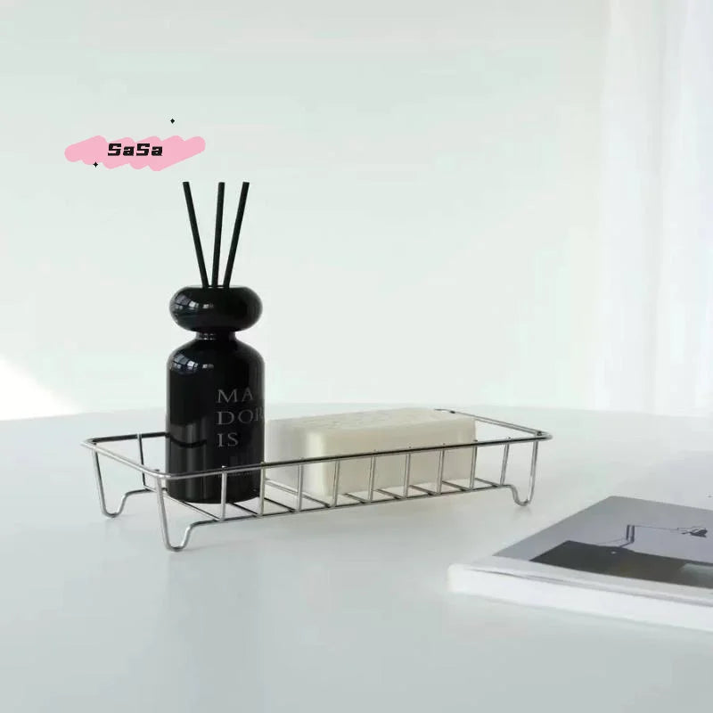 porte savon acier inoxydable drainage flacons liquide savons diffuseur parfum robinetterie moderne lavabo blanc