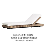 canapé extérieur modulable gris foncé tissu bois naturel coussins pieds noirs moderne minimaliste
