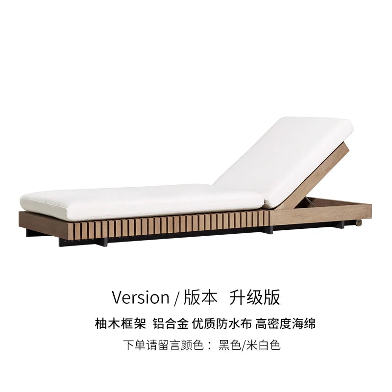 canapé extérieur modulable gris foncé tissu bois naturel coussins pieds noirs moderne minimaliste