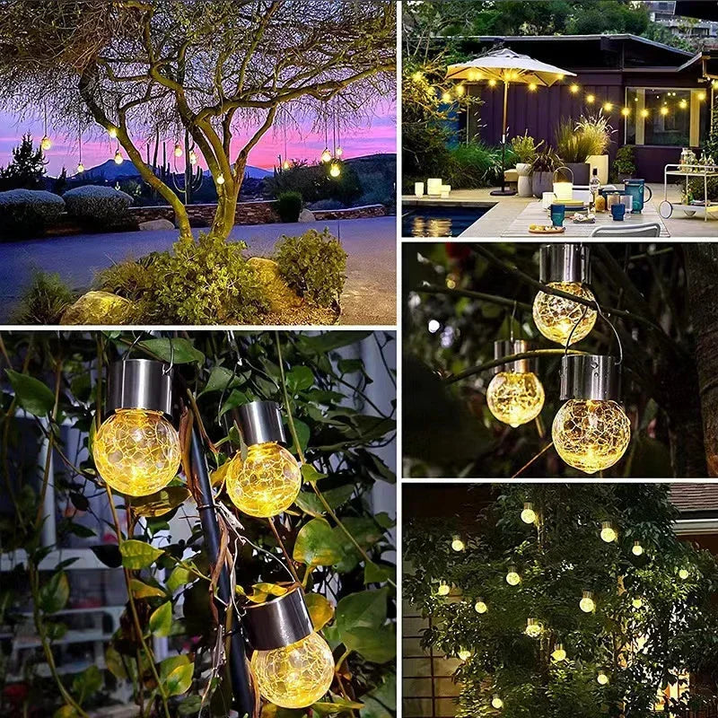 guirlande lumineuse solaire multicolore moderne clips texture craquelée extérieure jardin led