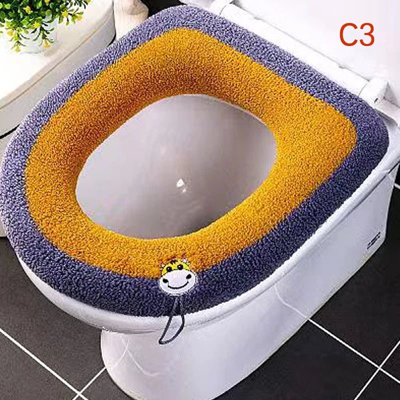 couvre siège toilette violet bleu gris rose rayures moderne adhésif lavable doux polyester
