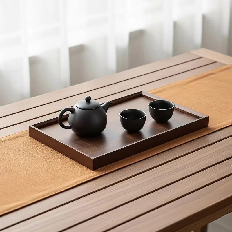 plateau service carré bois marron naturel moderne minimaliste tasse bol noix machine plante tablette