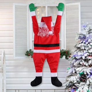 décoration noël père noël rouge tissu suspendu balcon fenêtre festive