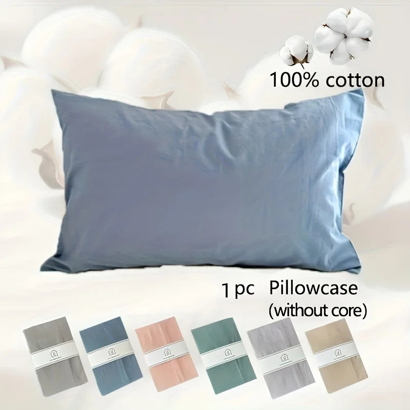 protège oreiller coton uni moderne housse protection lit bleu rose gris 50x80cm