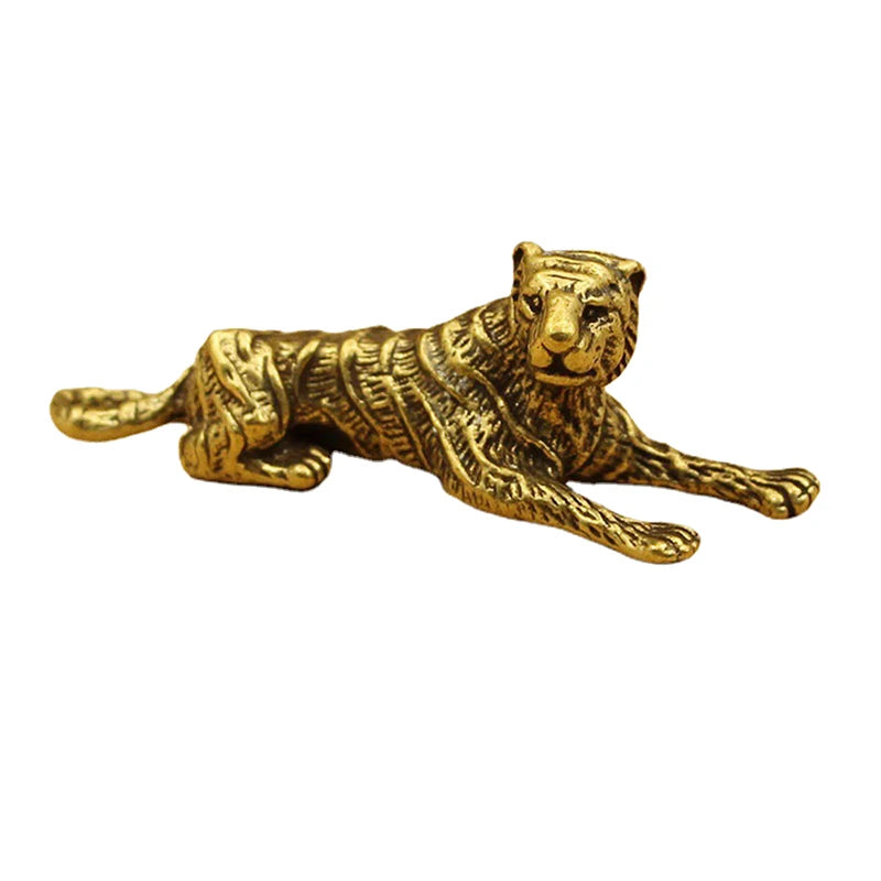 figurine tigre métal doré animalier décoratif stripes texture antique miniature maison