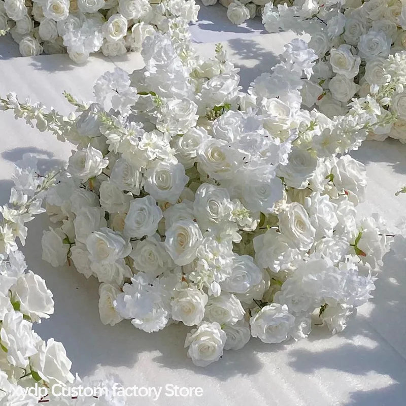 guirlande fleurs artificielles roses blanches decoration mariage anniversaire exterieur blanc