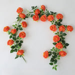 guirlande fleurs artificielles roses feuilles vertes décoration intérieure classique 1.7m 7cm rouge rose blanc