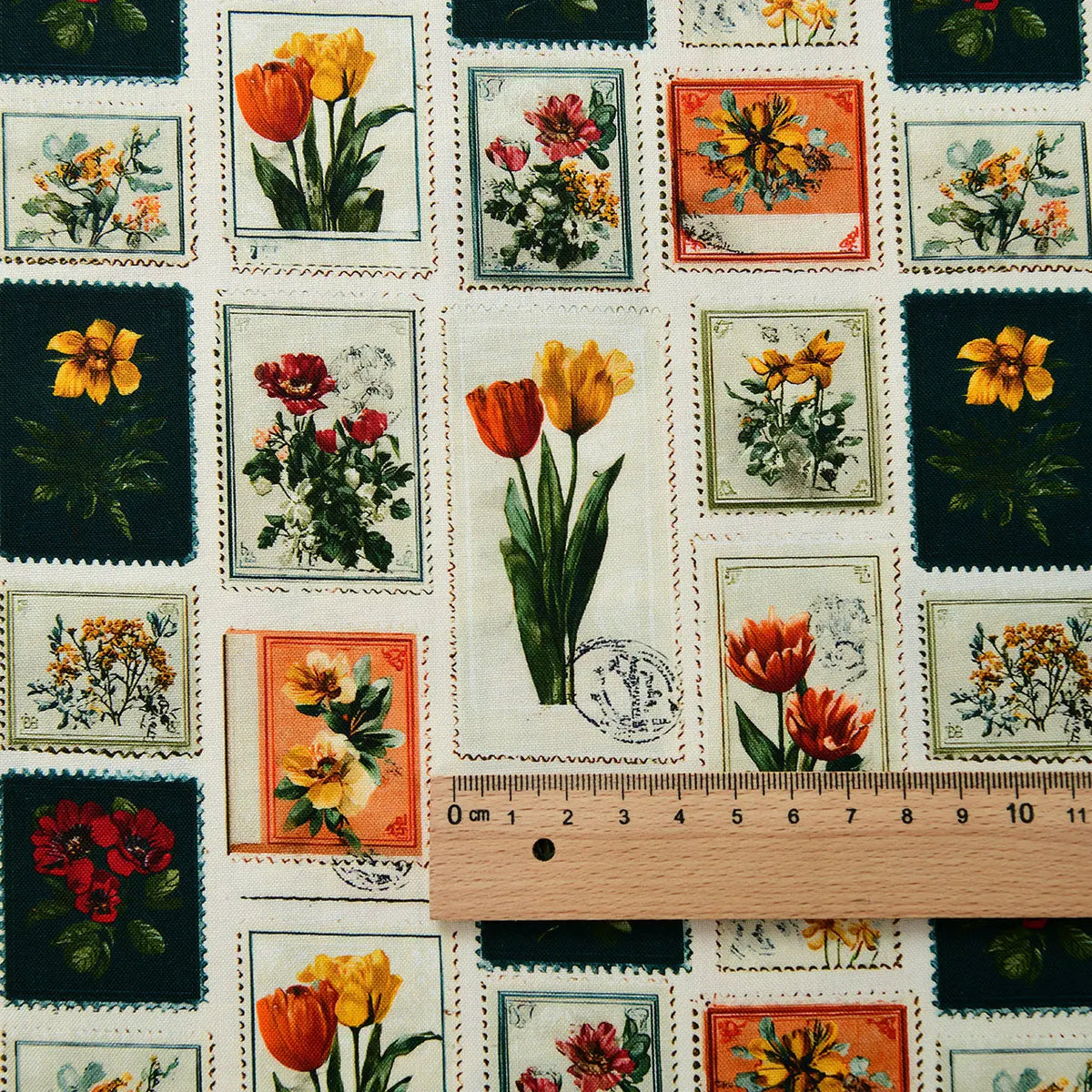 tissu coton imprimé floral vintage motifs champêtres opaques bricolage popeline 145cm DIY