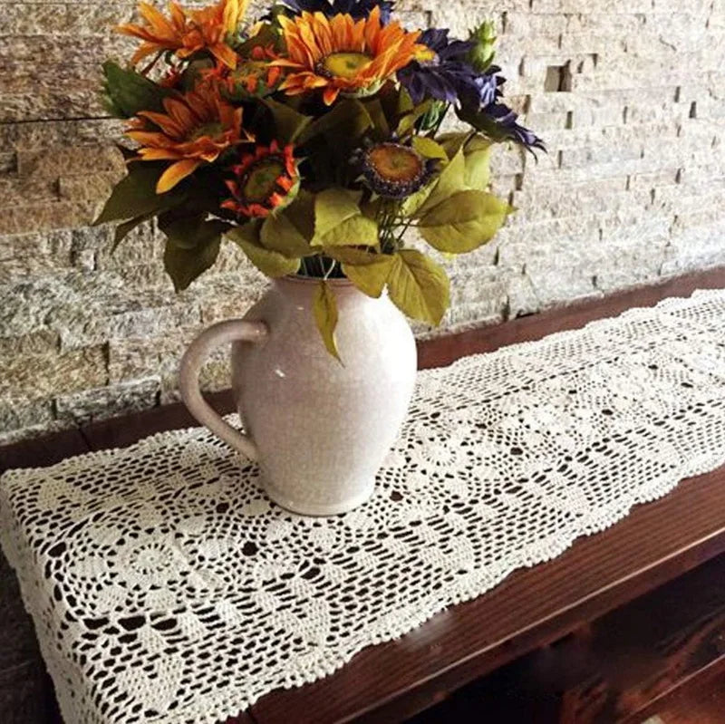 serviette table coton blanc motif floral traditionnel shabby chic vintage noël mariage fête