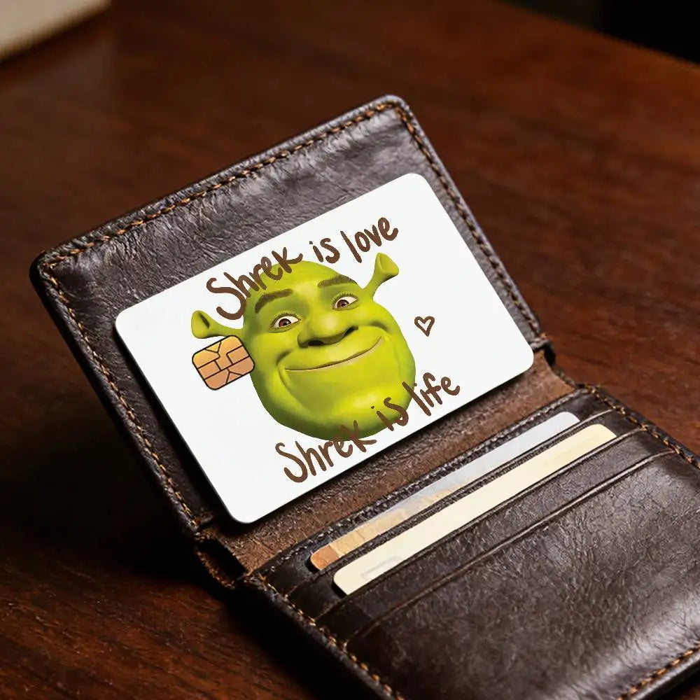 autocollants protection cartes bancaires face monstre vert shrek résistants rayures set pièces moderne illustratif