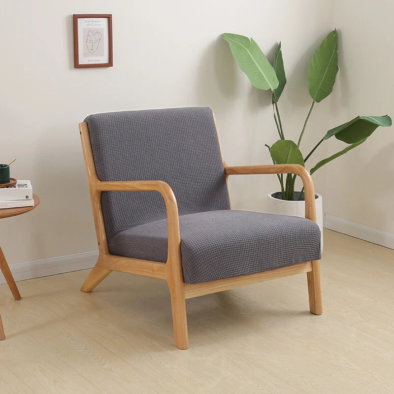 housse fauteuil moderne tissu carreaux beige rouge gris extensible polyester lavable echangetable