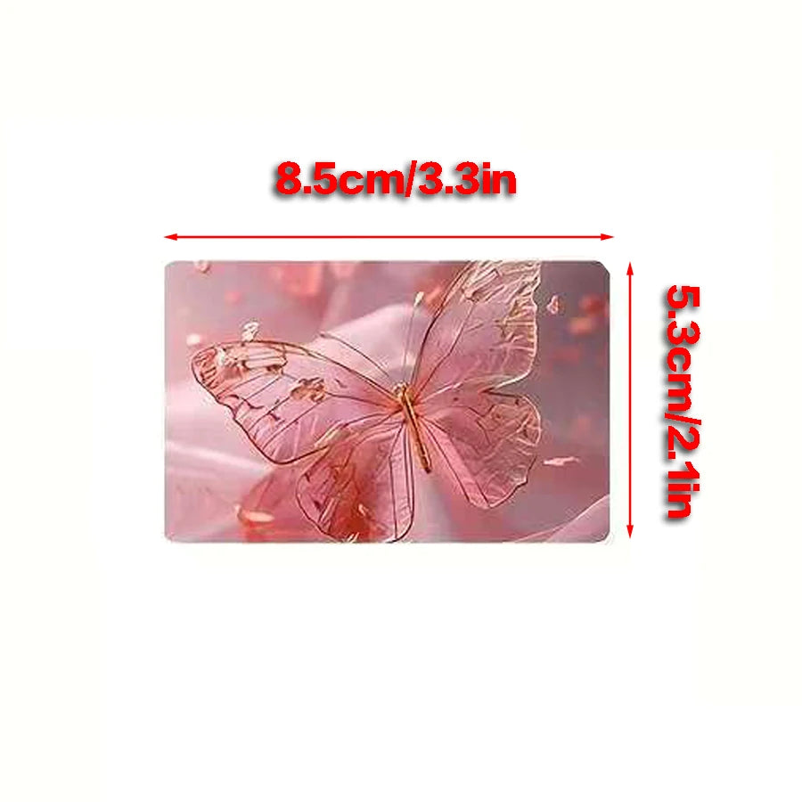 sticker carte credit papillon rose doré transparent moderne adhésif élégant