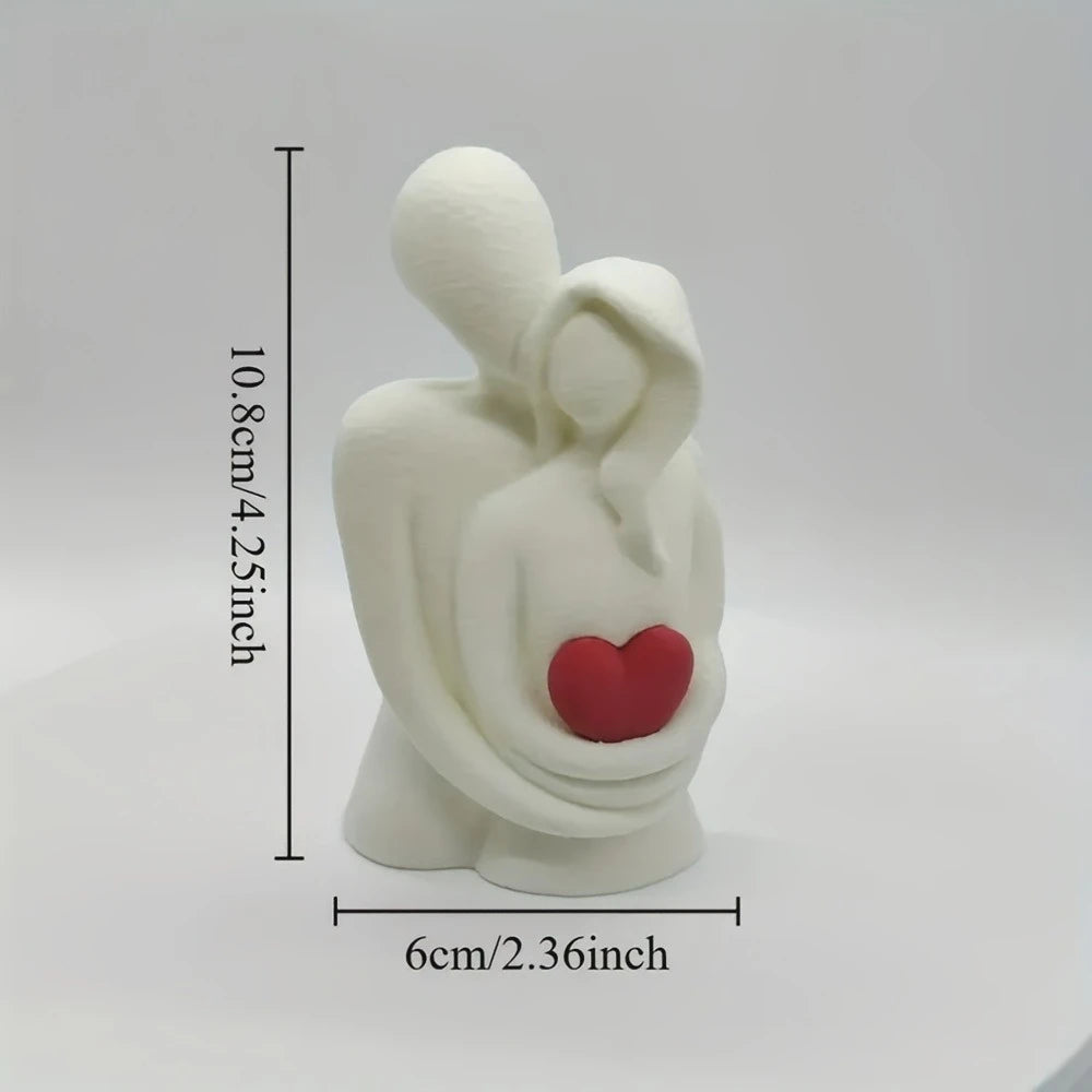 figurines decoratives couple abstrait minimaliste noir blanc rouge texture granuleuse erotique deco chambre