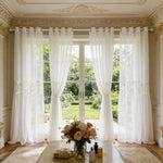 rideau blanc transparent dentelle classique anneaux chambre farmhouse