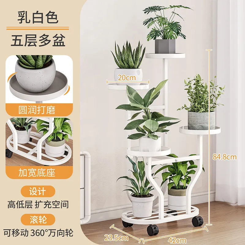 support plantes métal moderne niveaux noir blanc doré vis fixations