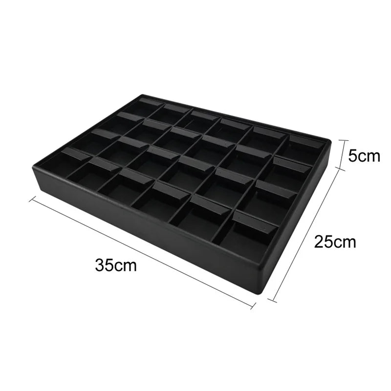 boîte bijoux cuir noir blanc plateau rangement bague boucle d'oreille organisation modernescrição