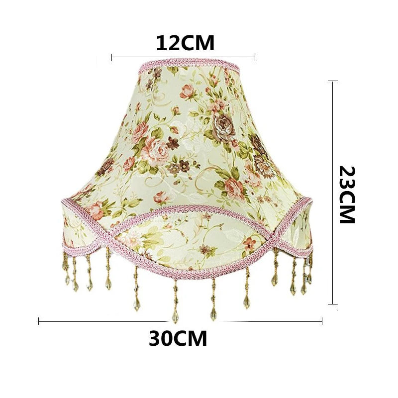 abat jour tissu floral broderie franges beige luxe décoration lampe table murale moderne
