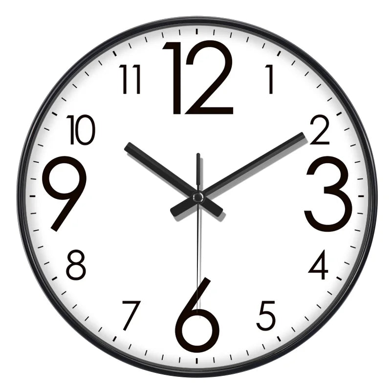 horloge murale quartz aiguille noir blanc simple facile lecture minimaliste sans tic tac moderne
