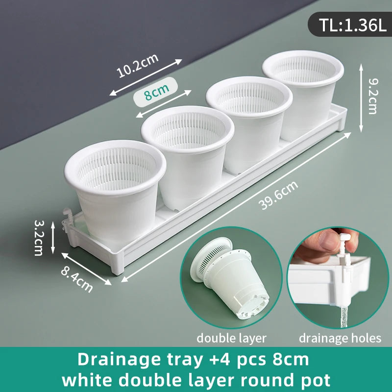 lot pot succulentes plastique blanc moderne trous drainage aération plantes maison
