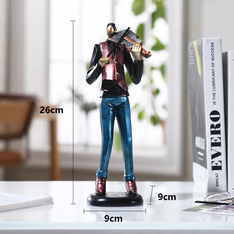 statues miniatures musiciens guitare saxophone trombone batterie décoration intérieure moderne stylisée