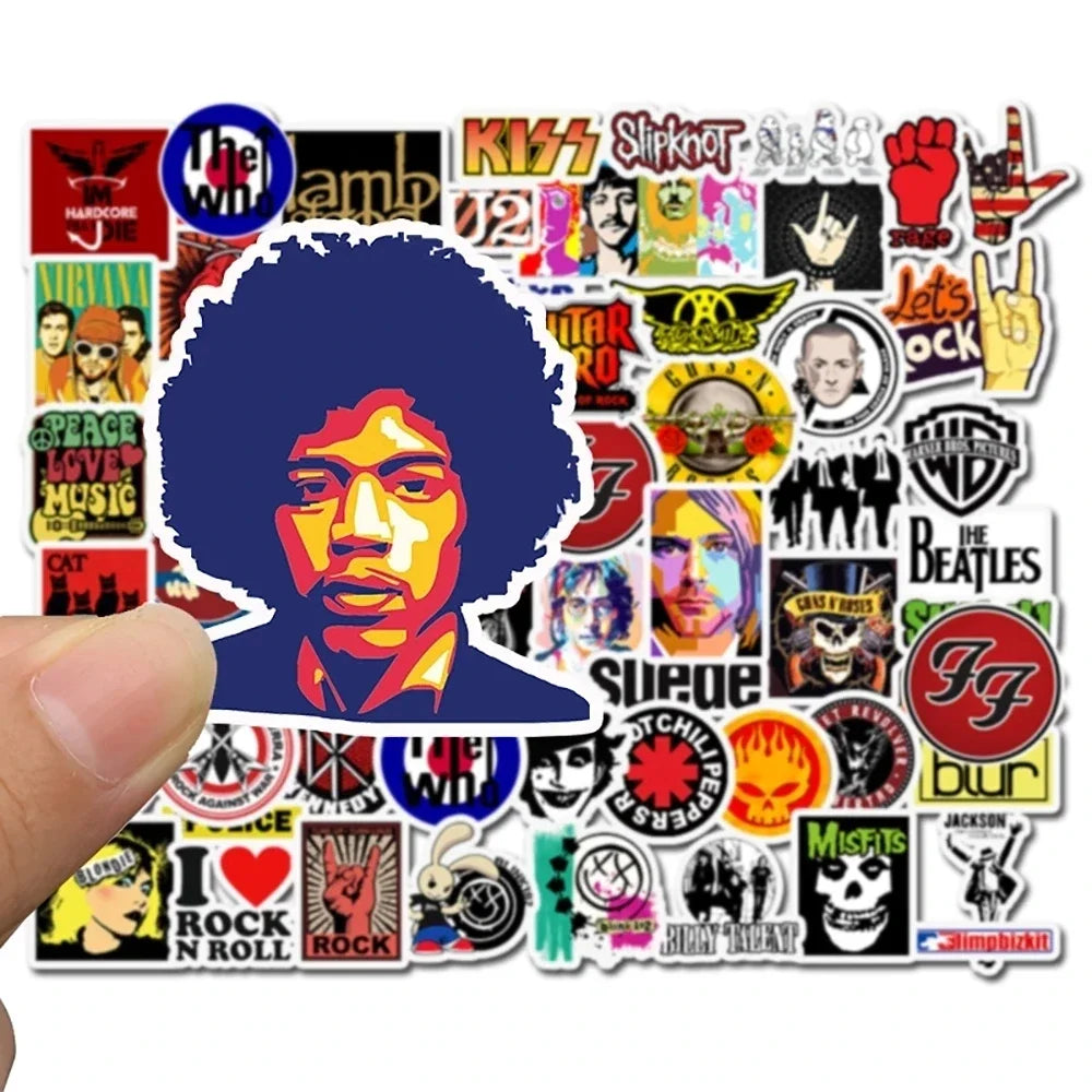 sticker rock punk musicien adhésif étanche divers artistes groupe brillant multicolore