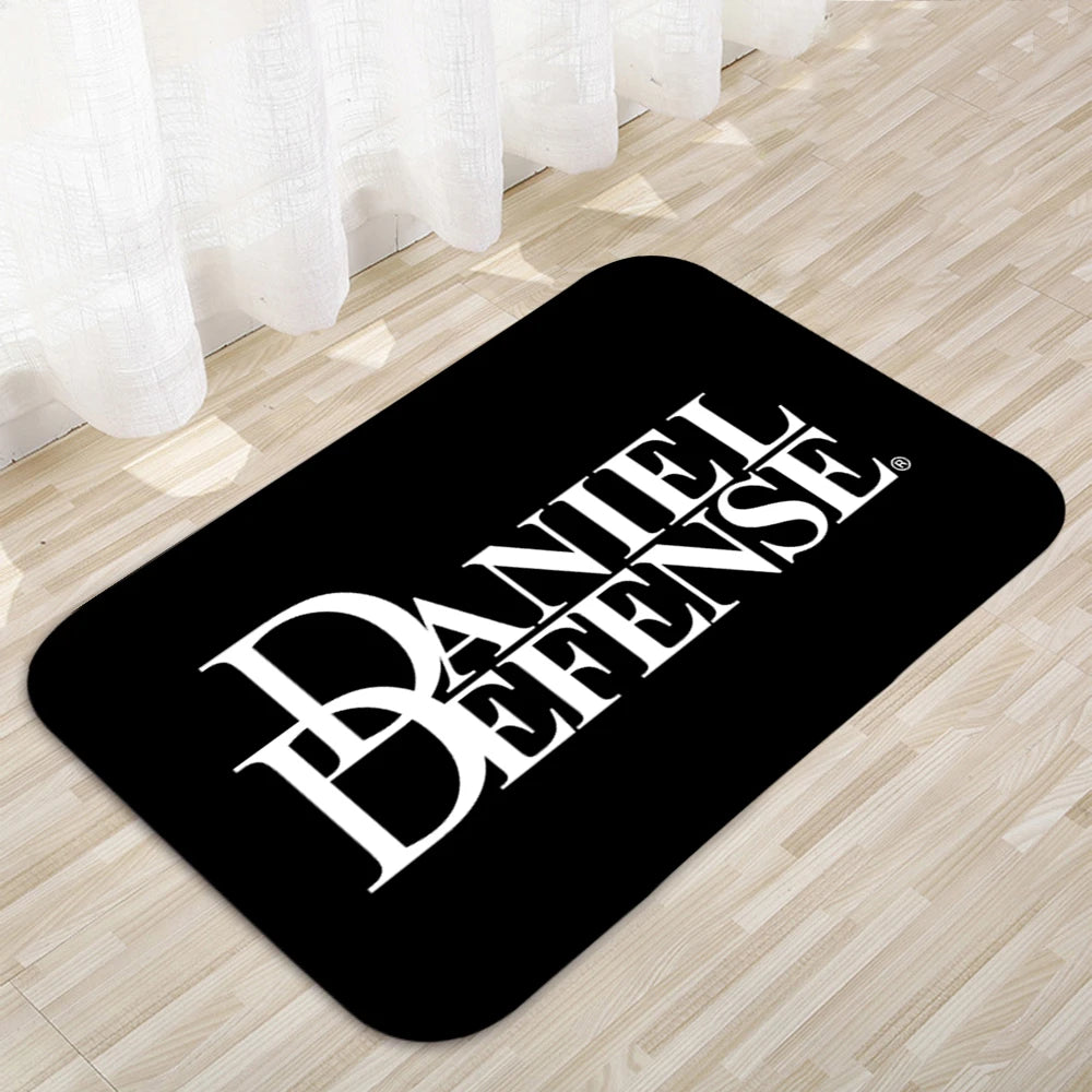 tapis moderne noir jaune rouge antidérapant lettres stylisées fleurs petites graphique intérieur porte couloir