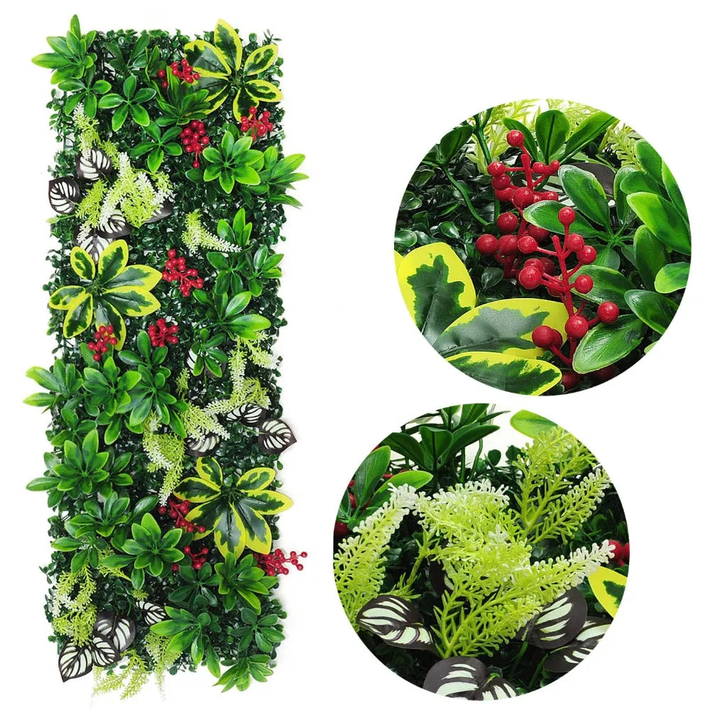 décoration murale plantes artificielles feuilles roses variées moderne intérieur vert rose jaune blanc rouge