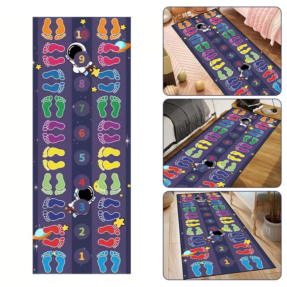 tapis jeu hopscotch spatial enfants éducatif intérieur coloré motifs numérotés ludique chambre salon