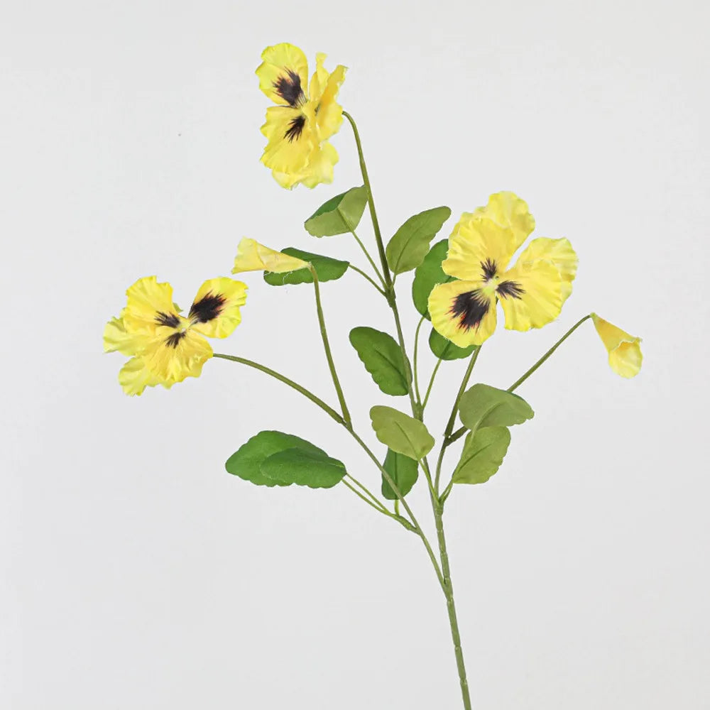 bouquet artificiel violet blanc jaune fleurs motifs feuilles vertes decoration maison anniversaire mariage