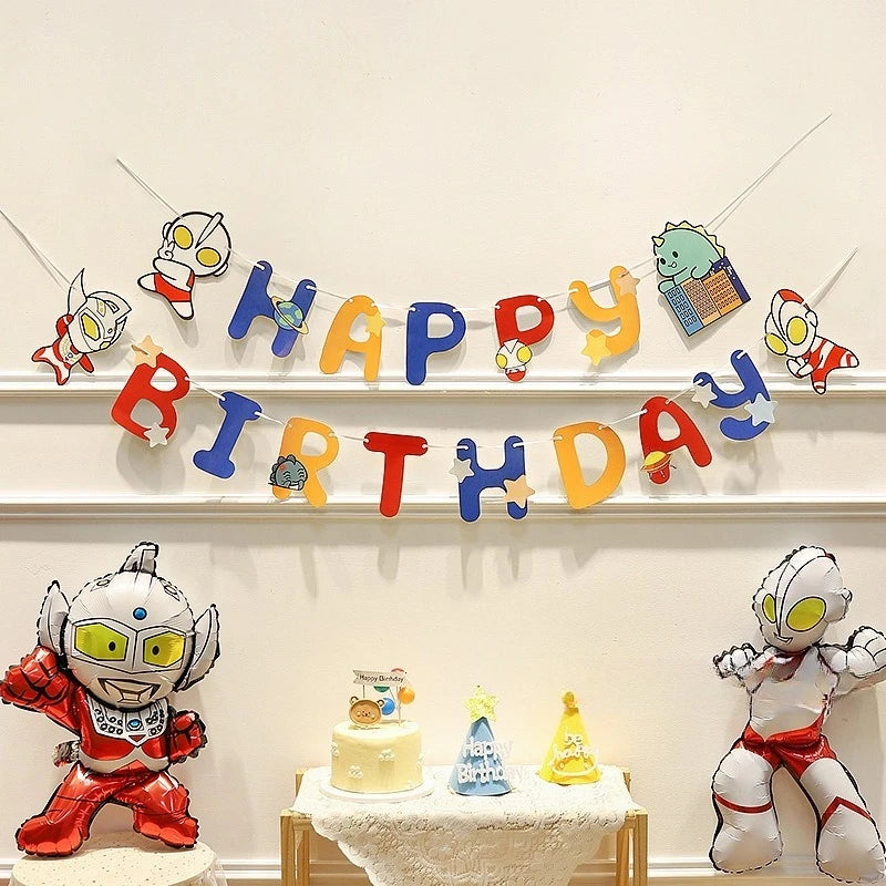 guirlande lettres happy birthday multicolore jaune bleu rose verte orange souriantes simple