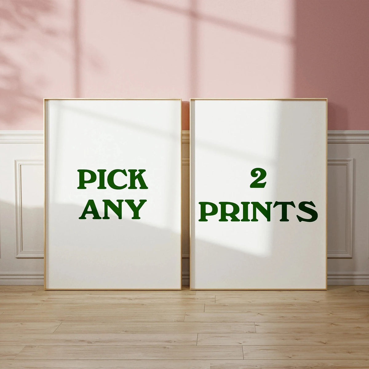 affiches murales minimaliste texte imprimé blanc vert noir cadre bois decoration intérieure animaux famille