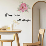 autocollant mural moderne bouquet fleurs inspirantes quotes chambre salon pvc adhésif rose vert noir
