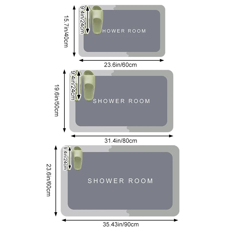 tapis bain gris texturé moderne antidérapant absorbant séchage rapide adhésif buanderie douche chambre cuisine