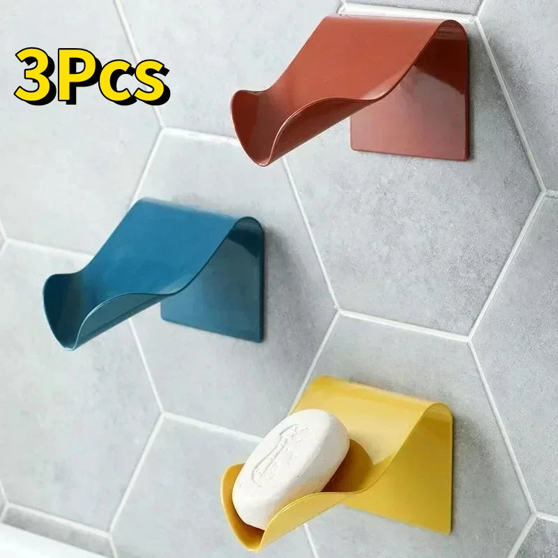 support savon adhésif moderne bleu rouge blanc minimaliste salle bain douche