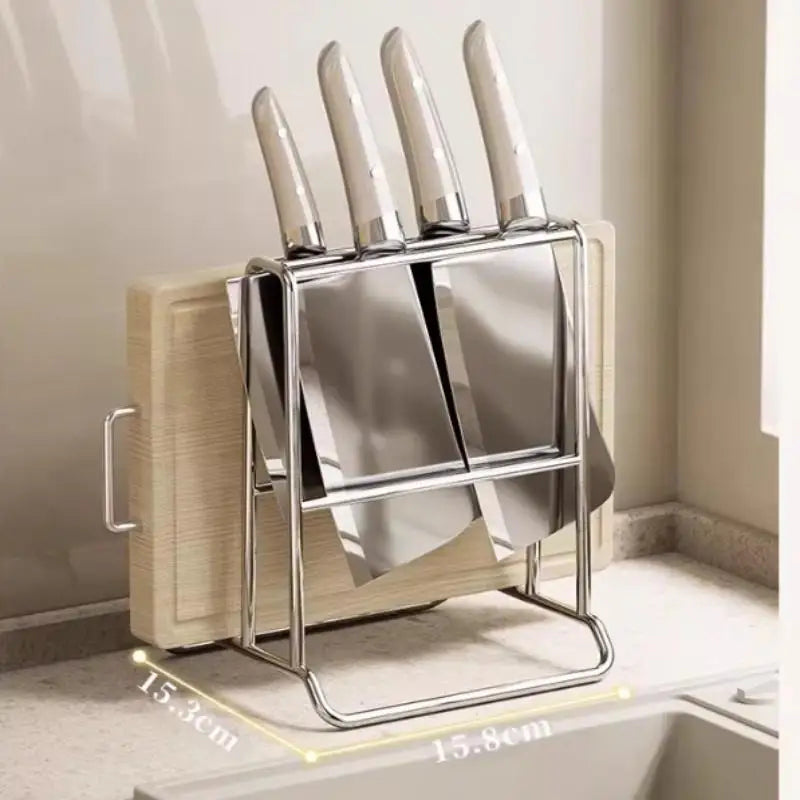 bloc couteaux blanc texture bois moderne support métallique couteaux organisation cuisine
