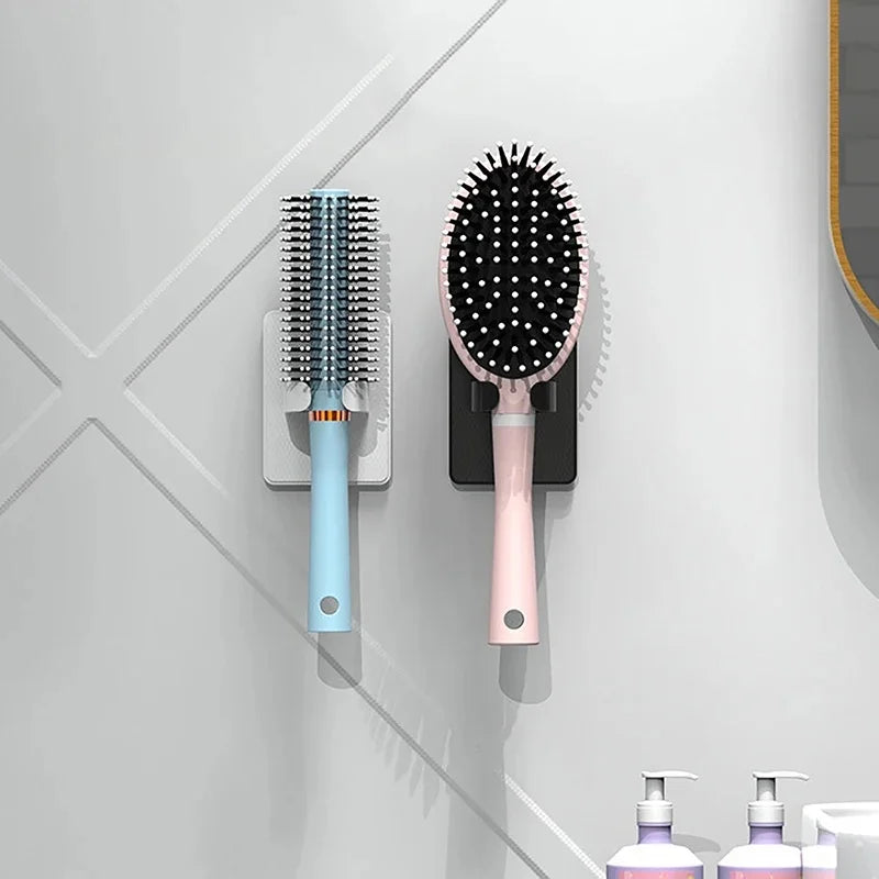 support mural adhésif multiple brosse cheveux peigne moderne salle bain douche cuisine pois noirs