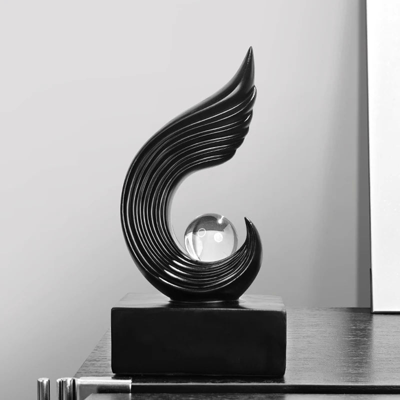 statuettes décoratives modernes or blanc noir spirale sphère transparente minimaliste sculptural