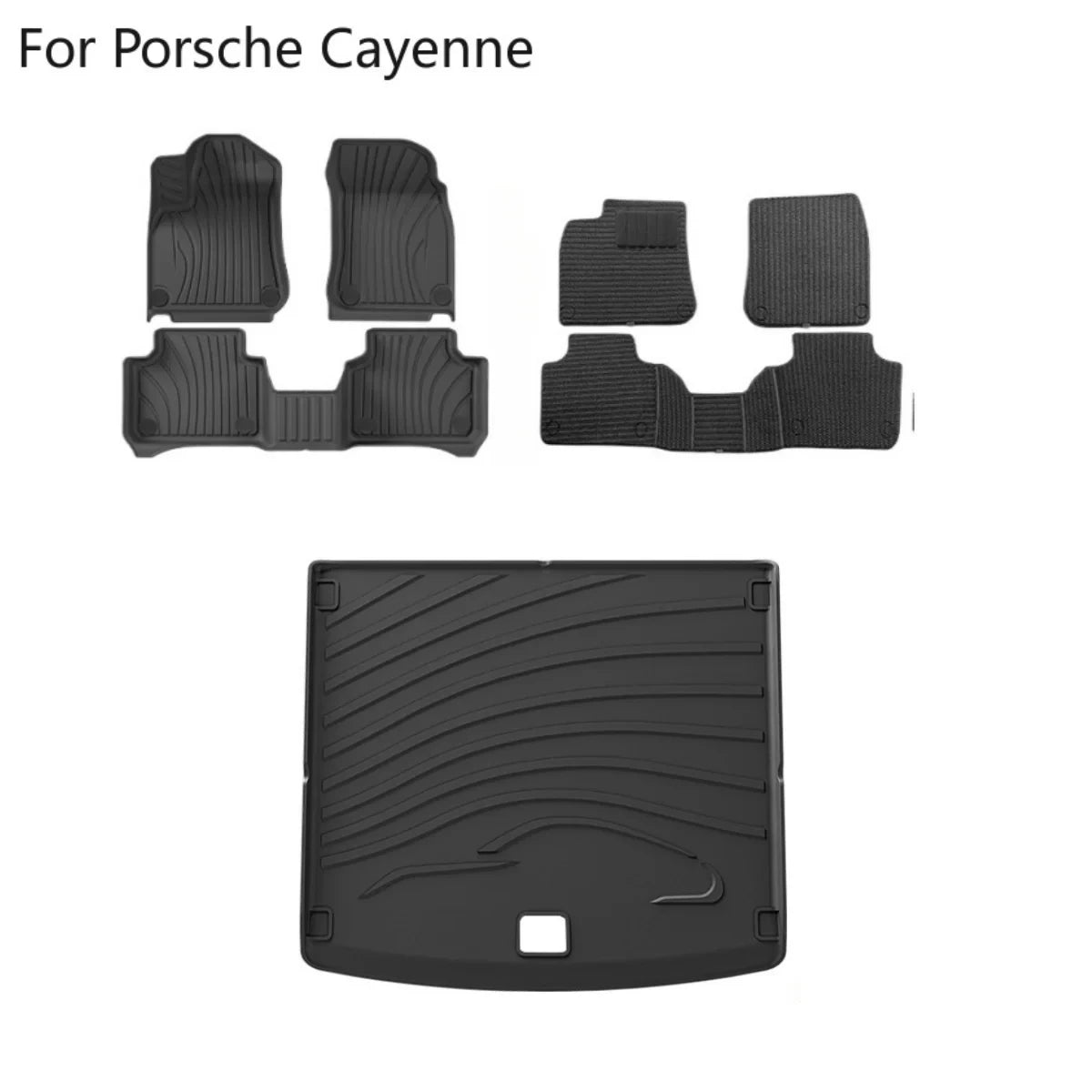 tapis sol coffre rayures horizontales tpe fibre synthétique noir moderne porsche cayenne