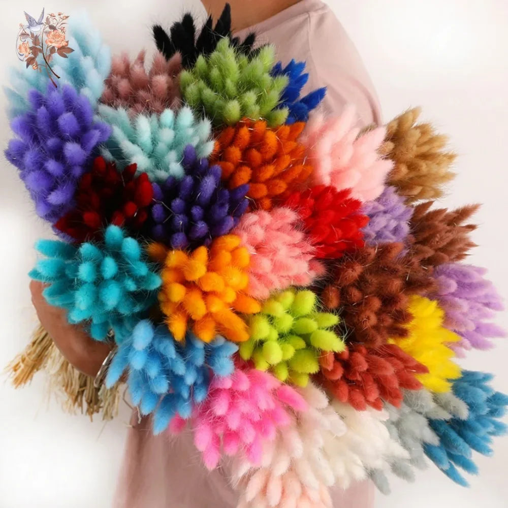 décoration maison plumes multicolores modernes boho bouquet fleurs sèches arrondies