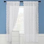 rideau blanc broderie florale transparent classique tringle polyester dimension 140x114cm