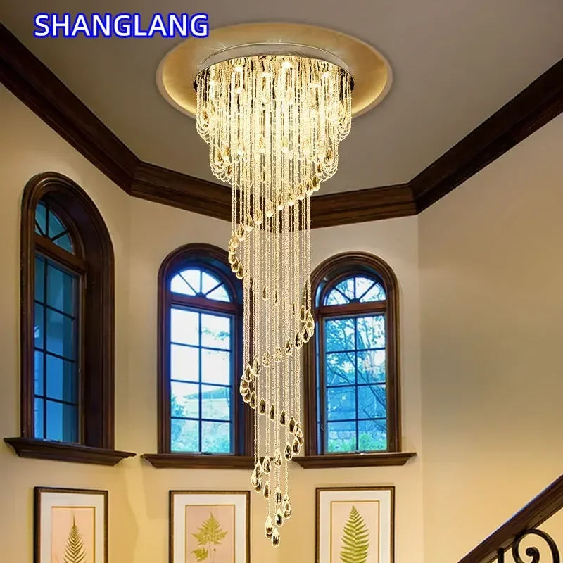 lustre moderne élégant doré transparentes chaînes géométrique 120cm 150cm 180cm 200cm