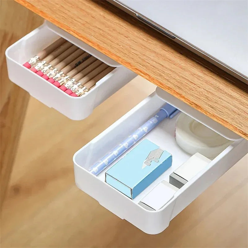 boîtes rangement tiroirs adhésives modernes pratiques blanc noir réutilisables crayons stylos calculatrice