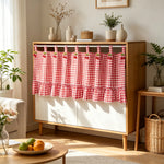rideau cuisine rouge blanc carreaux vintage opacité fenêtre pastorale 100 polyester