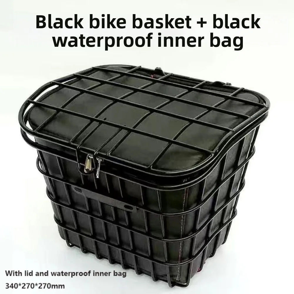 panier vélo noir grille métallique moderne vis fixations sac étanche