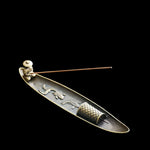 cendrier artisanal doré poissons motifs géométriques salon vintage